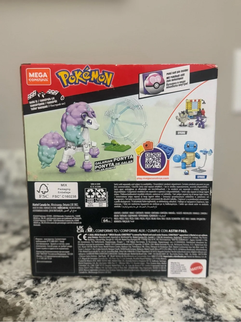 MEGA Construx Pokémon Galarian Ponyta Building Set 64pc Poké Ball Pin GYG97